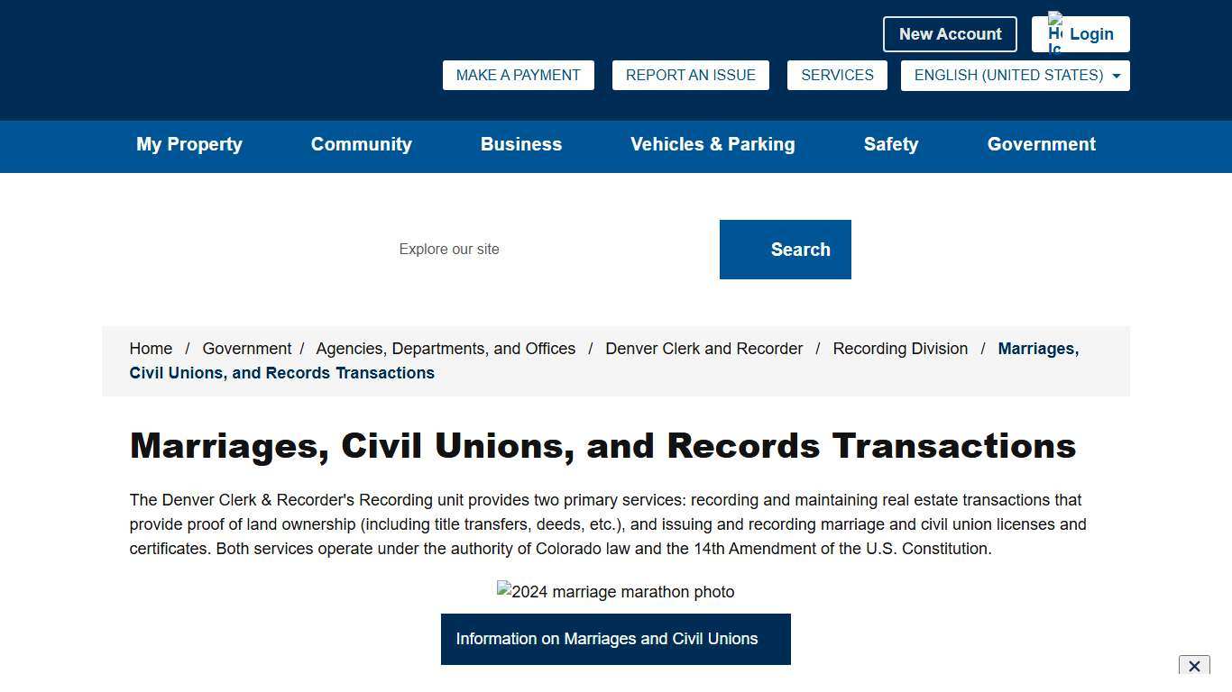 Marriages, Civil Unions, and Records Transactions - City and County of Denver